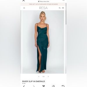 RESA River Slip Dress in Emerald NWT